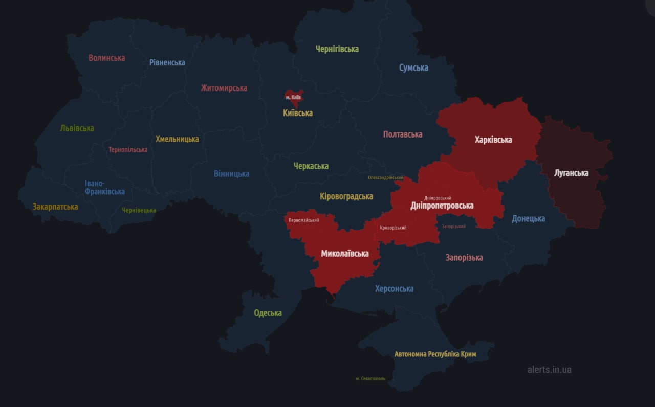 Карта украины сегодня тревога