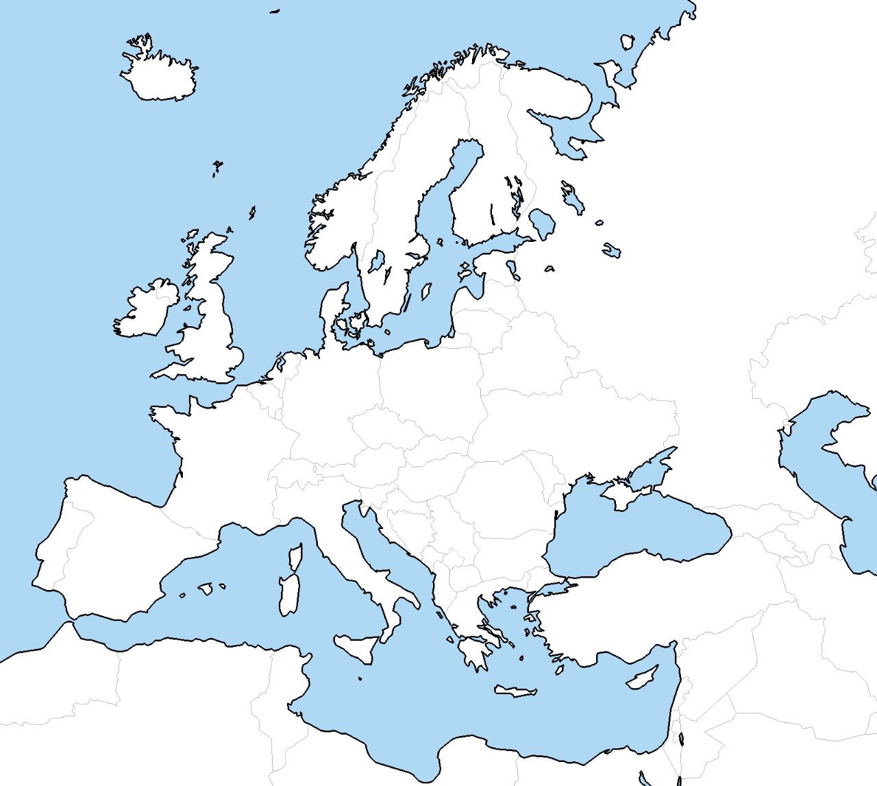 Карта европы для заполнения