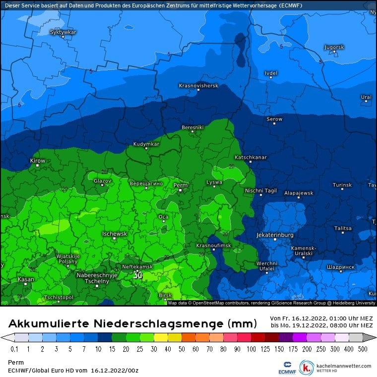 Реальная карта осадков в перми