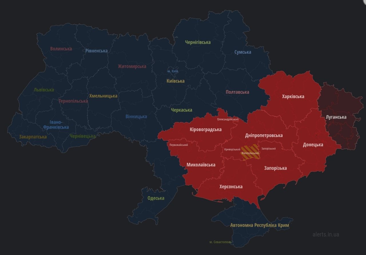 Карта украины сегодня тревога