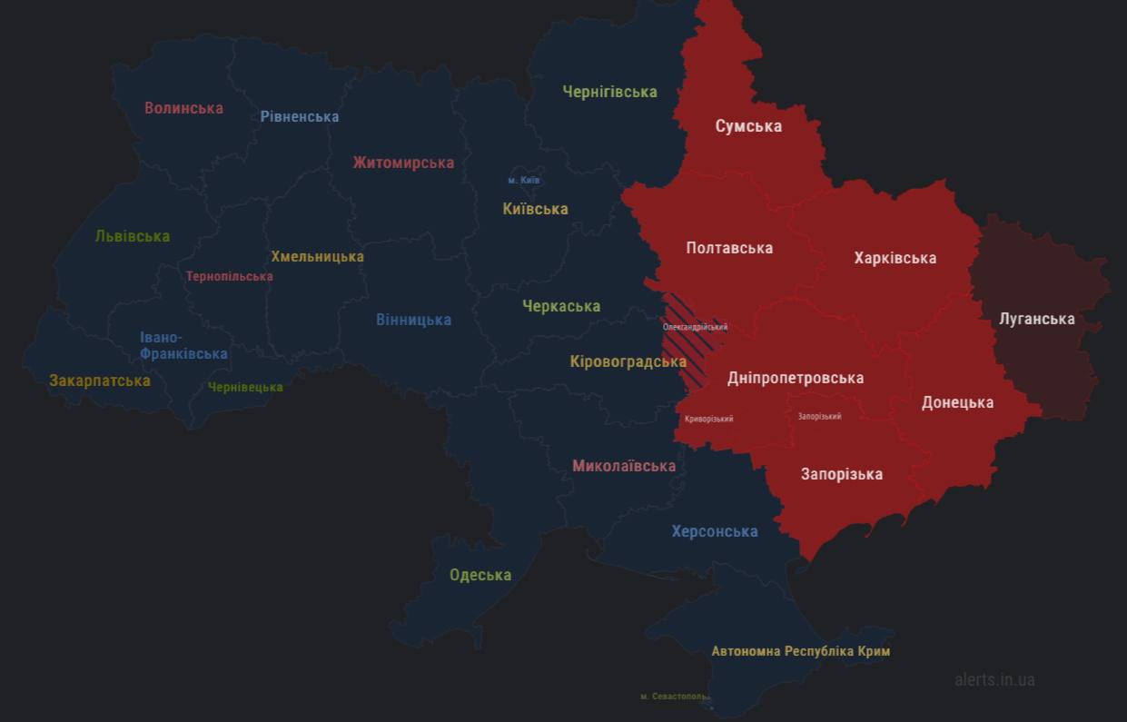 Карта повітряної тривоги онлайн