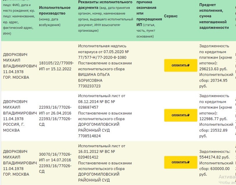 Михаил Дворкович, брат бывшего вице-премьера Аркадия Дворковича задолжал по кредиту более 296 тыс