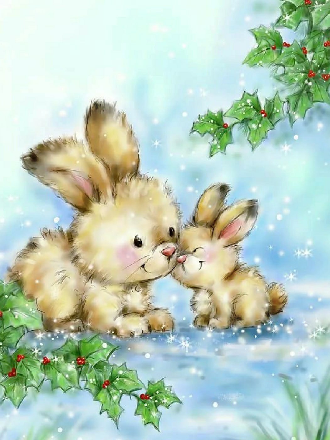 Доброе зимнее утро кролики