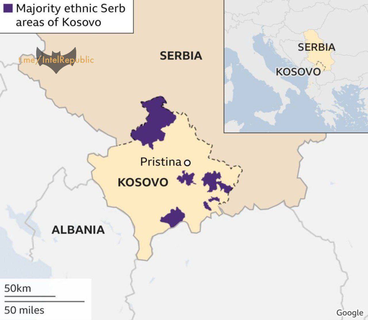 Карта где находится косово