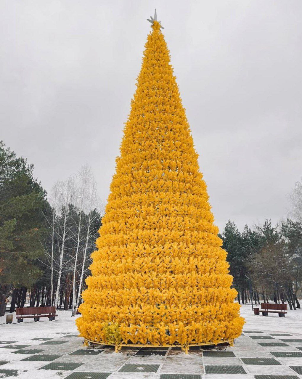 Желтые елочки. Золотая елка в Нижнекамске. Необычные елки. Желтая елка. Самая оригинальная елка.