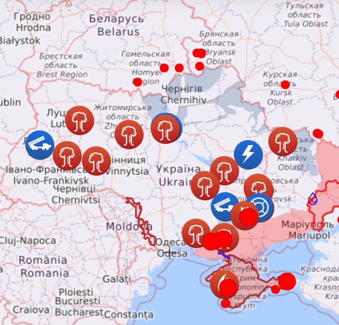 Карта ракетных ударов по украине на сегодня