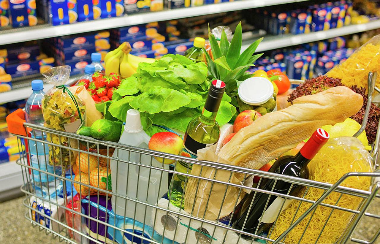Картинка тележка с продуктами