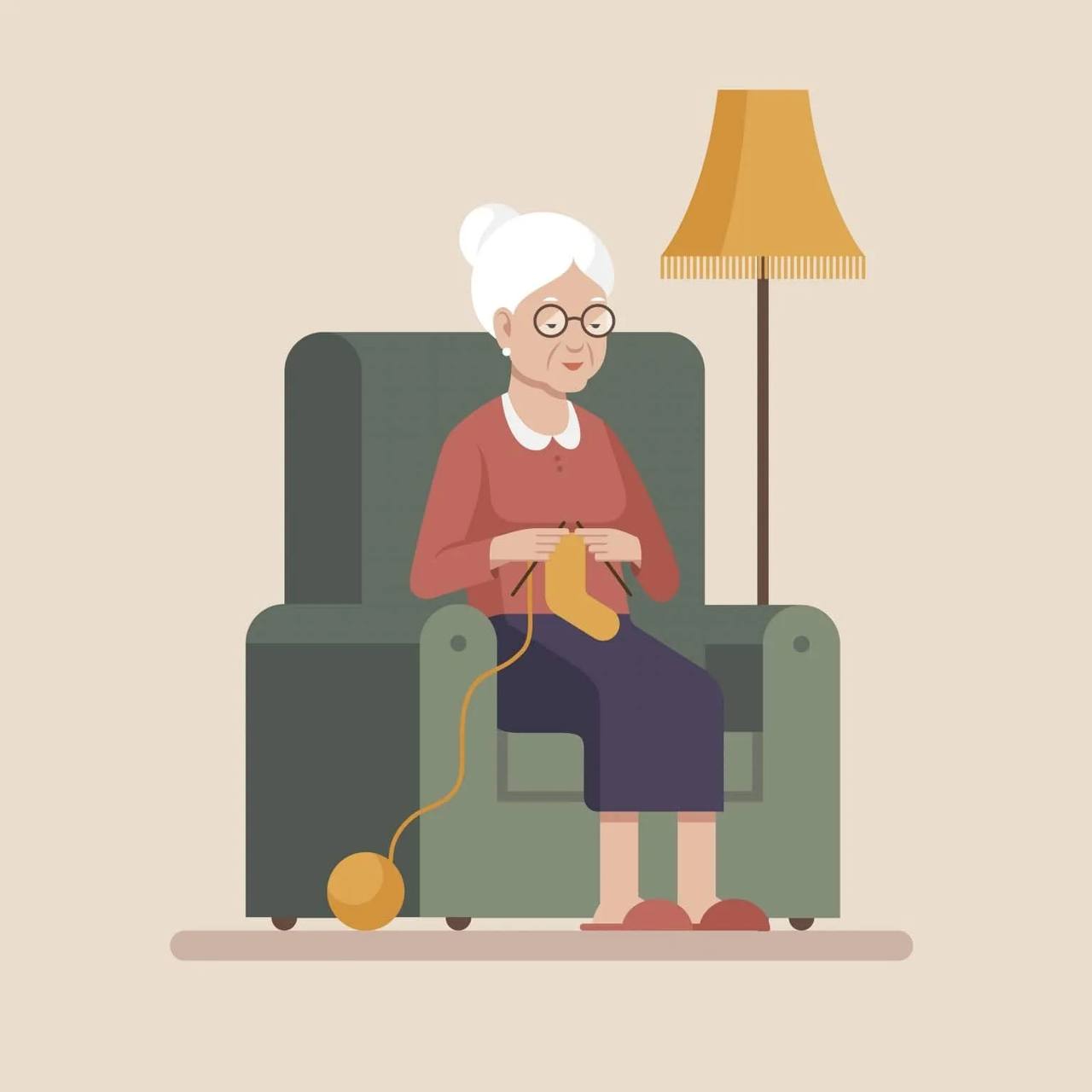 Бабушка в кресле вектор