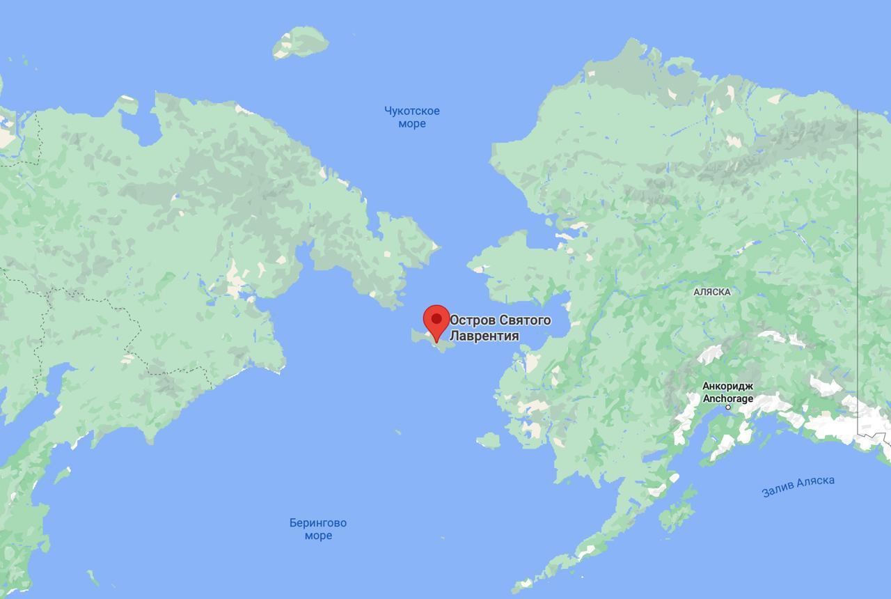 Остров Святого Лаврентия на карте России
