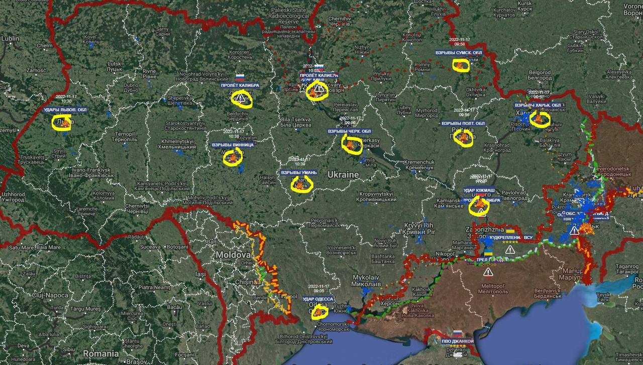 Карта ударов по киеву