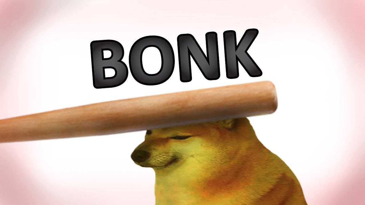 Bonk. Bonk Мем. Доге Бонк. Собака боньк. Собака с битой Мем.